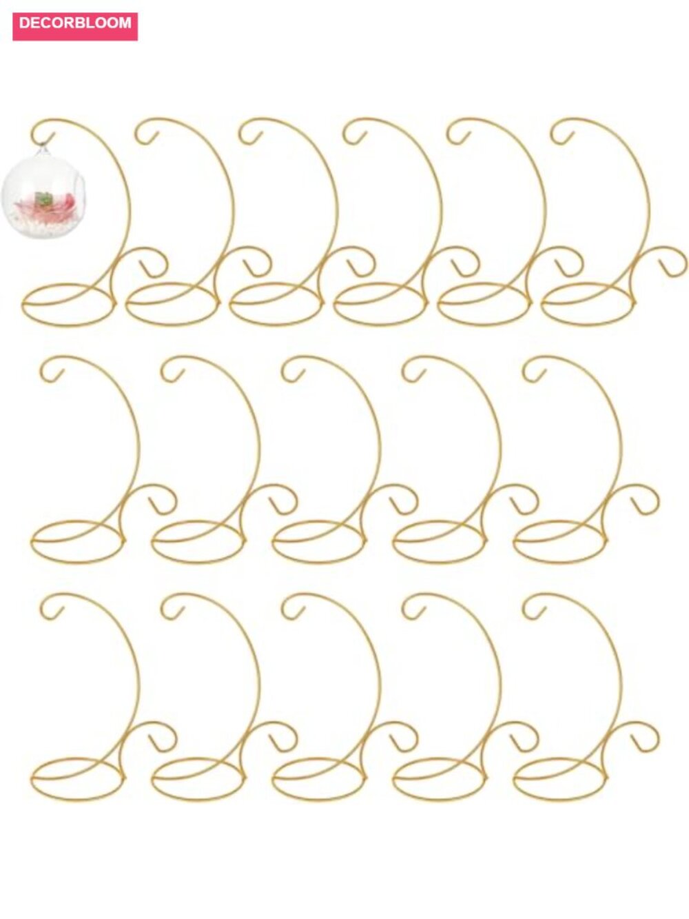 16 Pc Ornament Display Stand 9 Inch Iron Hanging Holder Stands